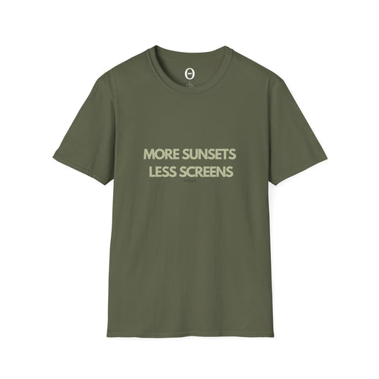More Sunsets Less Screens T-Shirt — Casual Nature-Inspired Tee